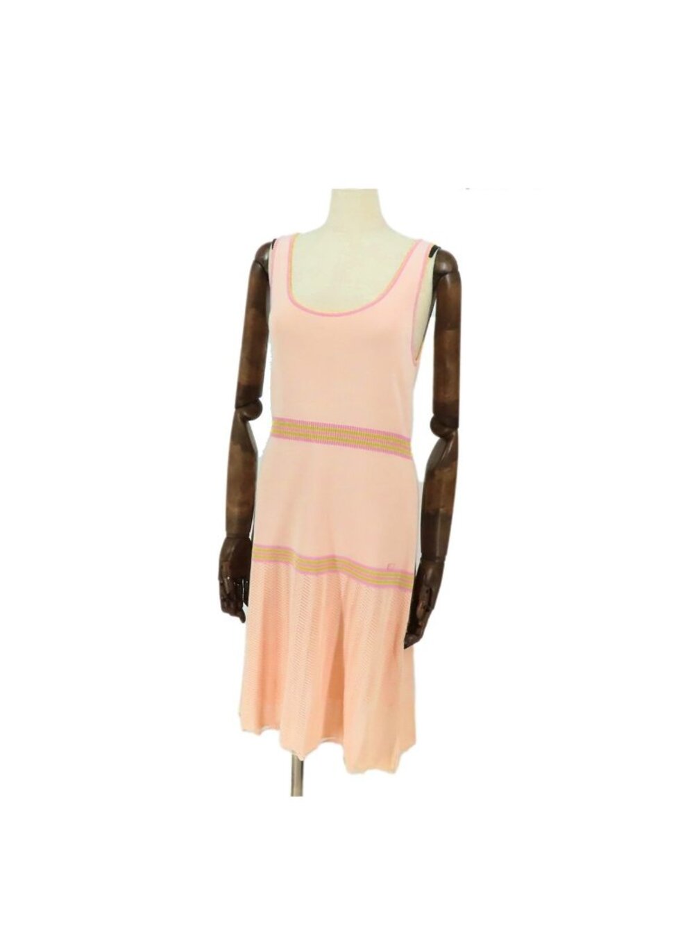 Chanel Sleeveless Dress 04C Baby Pink Rayon Cotton Nylon 38